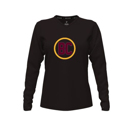 [CUS-DFW-TEES-CMF-VNK-LSL-BLK-FYXS-LOGO1] Comfort T-Shirt (Female Youth XS, Black, V Neck, Logo 1, Long Sleeve)