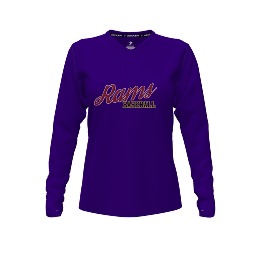 [CUS-DFW-TEES-PER-VNK-LSL-PUR-FYXS-LOGO3] Performance T-Shirt (Female Youth XS, Purple, V Neck, Logo 3, Long Sleeve)