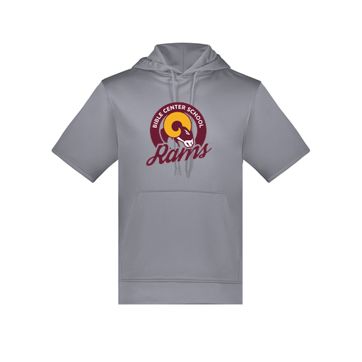 [6871.059.S-LOGO2] Men's Dri Fit Short Sleeve Hoodie (Adult S, Gray, Logo 2)