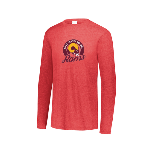 [FTLCUBRD-AXS-LOGO2] Decker Men's Tri-Blend T-Shirt - Long Sleeve (Adult XS, Red, Logo 2)