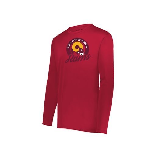 [222823.083.S-LOGO2] Youth LS Smooth Sport Shirt (Youth S, Red, Logo 2)