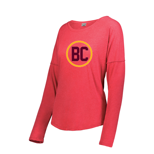 [FTLCUBRD-FAS-LOGO1] Decker Women's Tri-Blend T-Shirt - Long Sleeve (Female Adult S, Red, Logo 1)